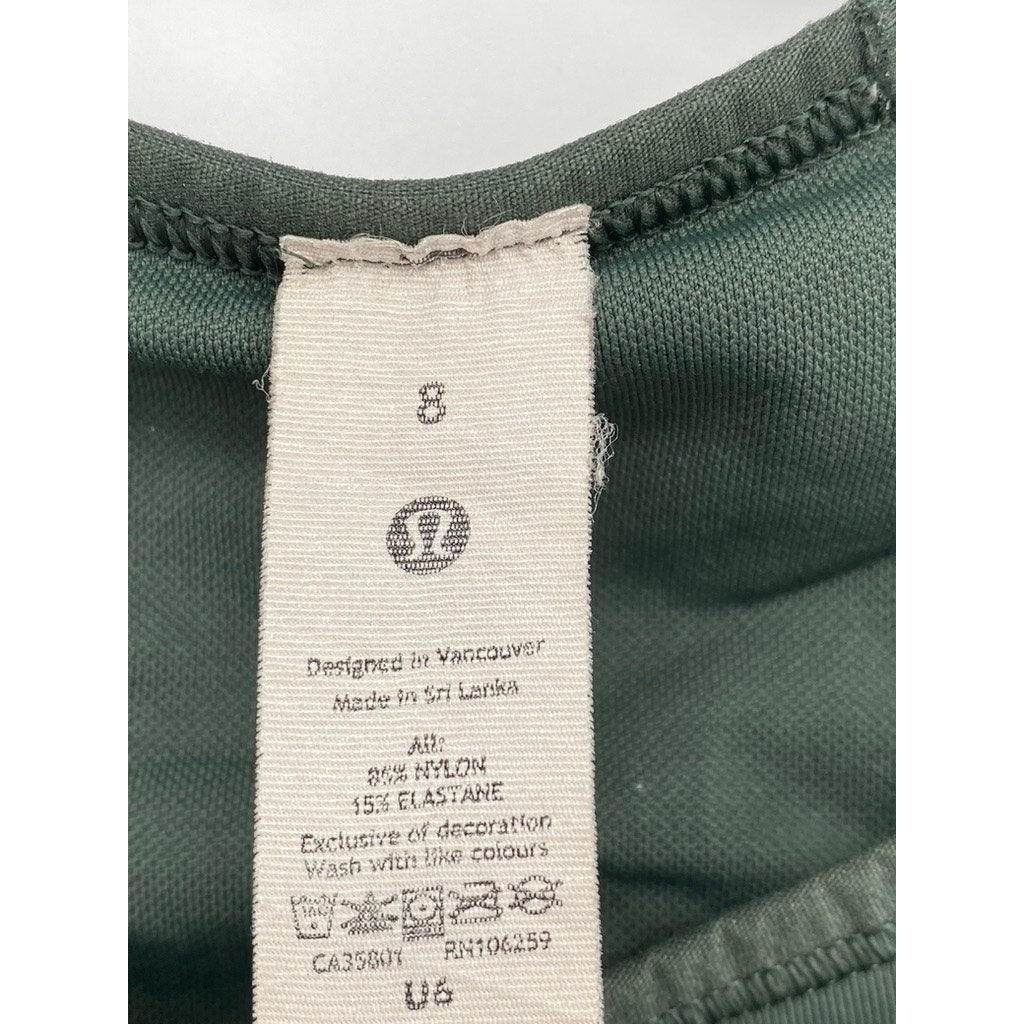 LULULEMON Women's Dark Green Crewneck Racerback Padded Activewear Tank Top SZ 8