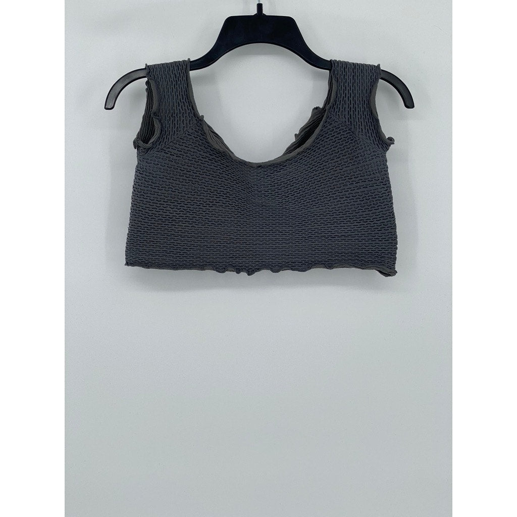FREE PEOPLE INTIMATELY Women's Dark Gray Textured Crop Tank Top SZ M/L