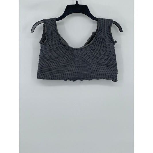FREE PEOPLE INTIMATELY Women's Dark Gray Textured Crop Tank Top SZ M/L