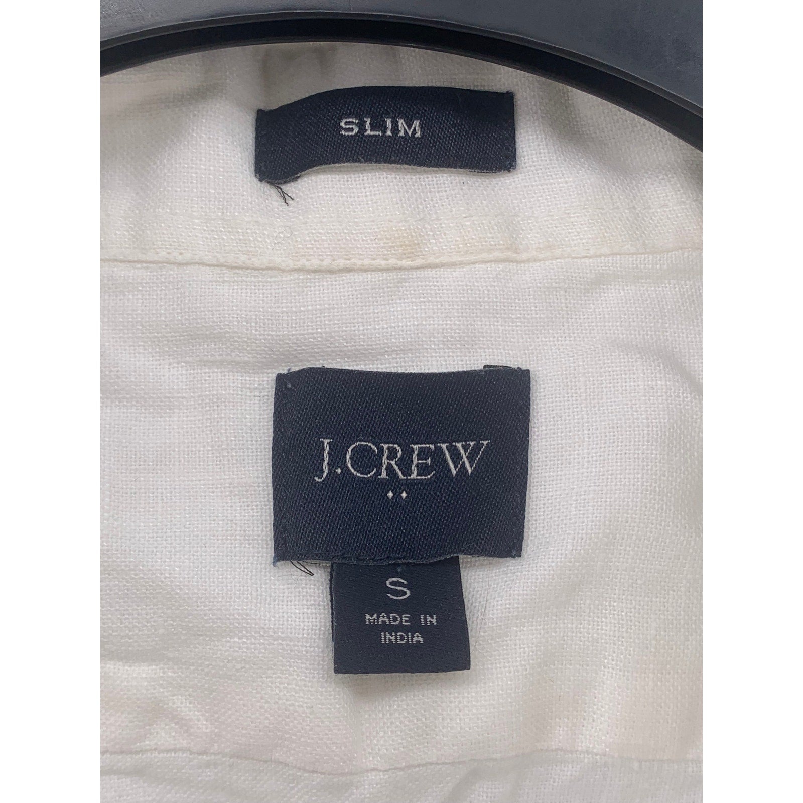 J.CREW Men's White Linen Blend Button-Up Short Sleeve Slim-Fit Shirt SZ S