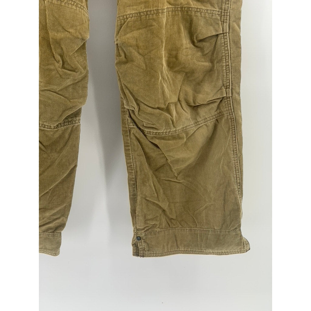 SUNNY CLOUDS Men's Brown Corduroy Baggy-Fit Straight-Leg Cargo Pants SZ 30