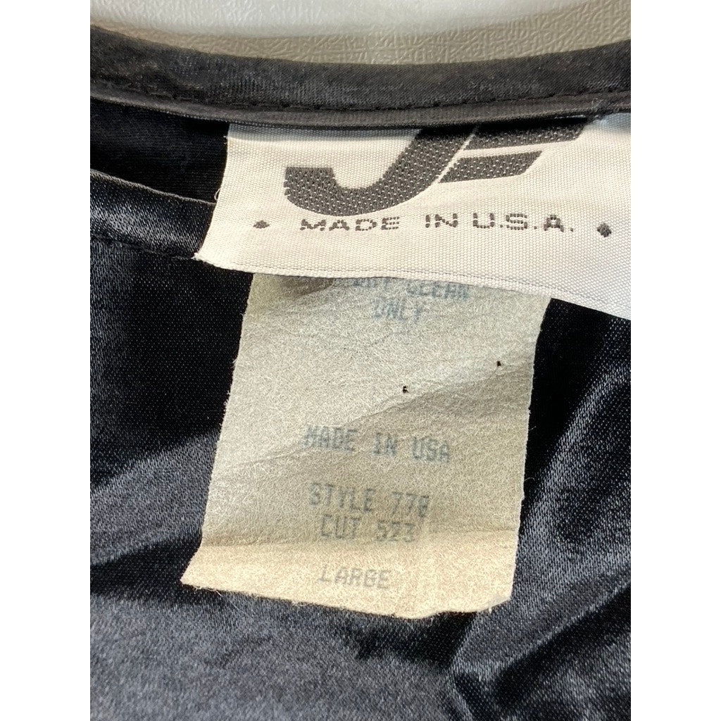 JF Women's Black Satin Crewneck Long Sleeve Lightweight Blouse SZ L