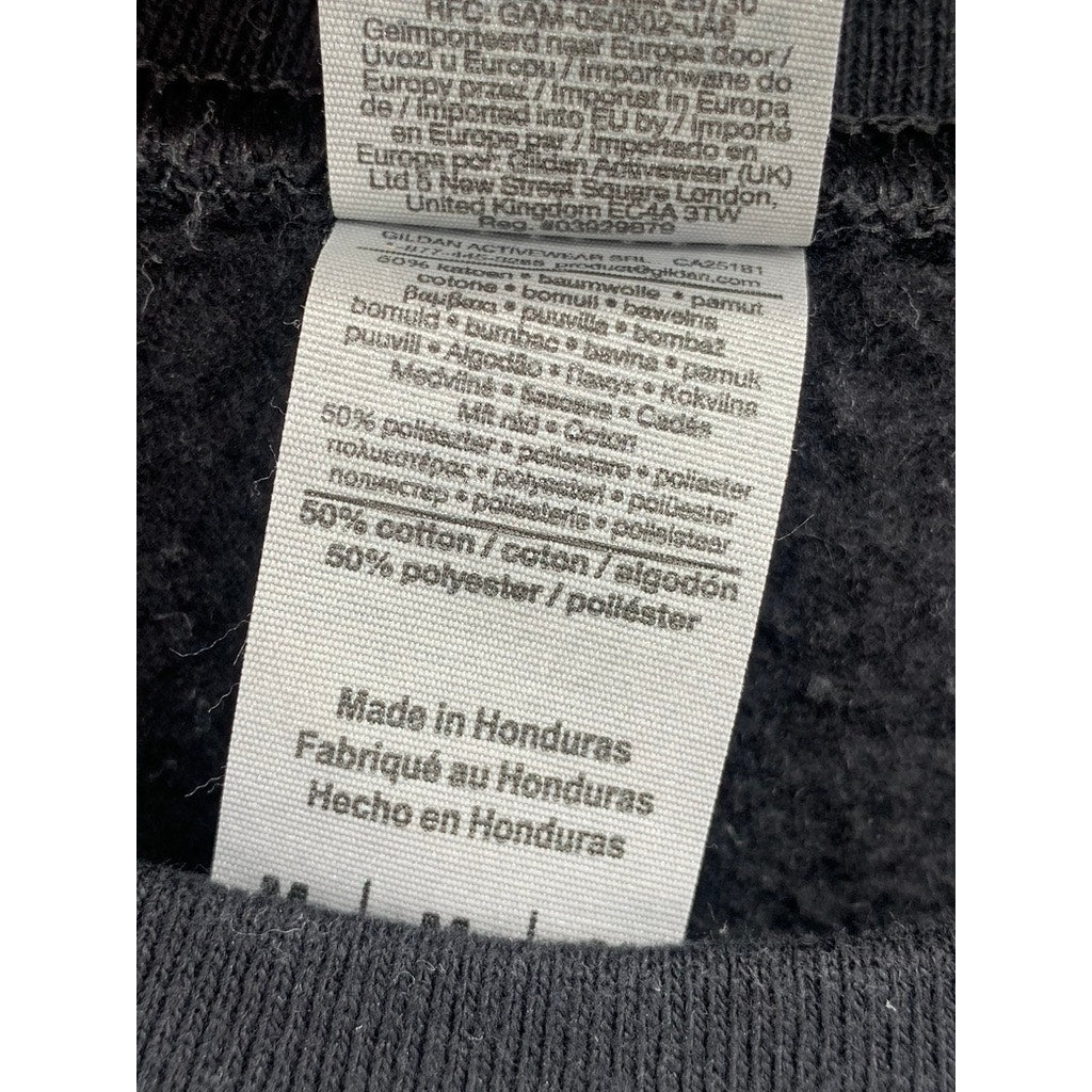 GILDAN Unisex Adult Black E/B Label Crewneck Long Sleeve Casual Sweatshirt SZ M