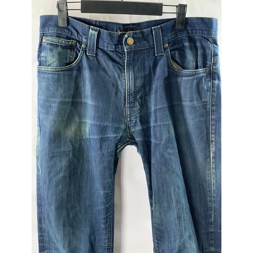 NUDIE JEANS CO Men's Indigo Blue Denim Five-Pocket Slim-Leg Jeans SZ 33X34