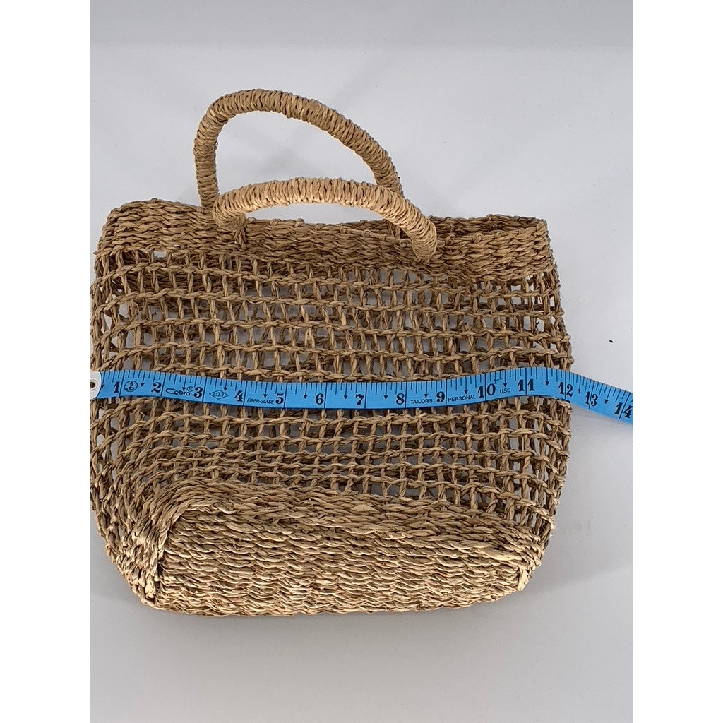 UNBRANDED Women's Tan Straw Woven Open Tote SZ OS