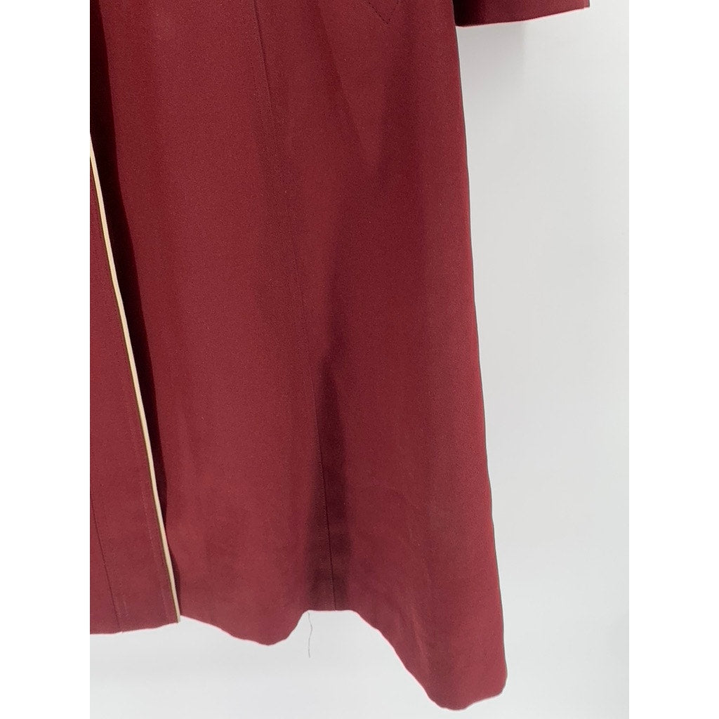 ILGWU Women's Vintage Burgundy Button-Up Notch Collar Wool-Blend Coat SZ L