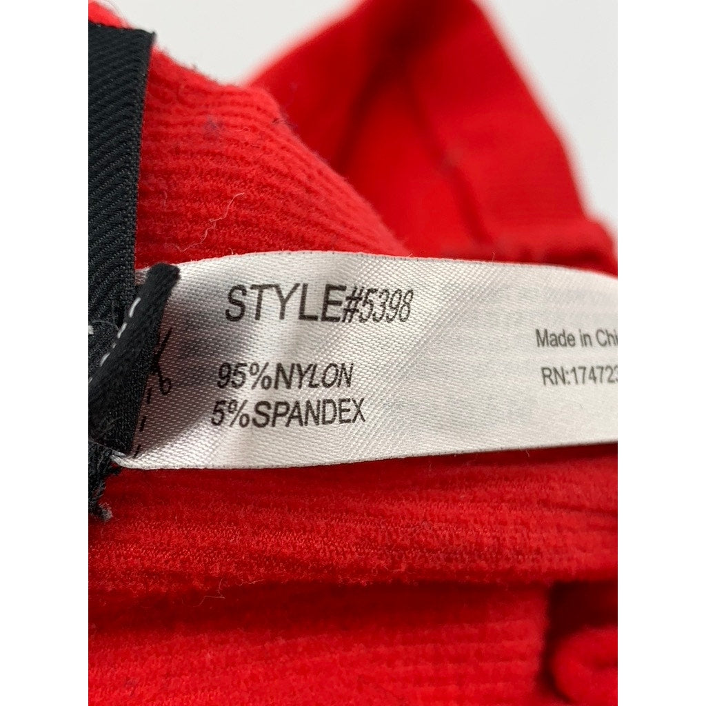 PAPAYA Women's Red Ribbed Off-The-Shoulder Cropped Top SZ S/M