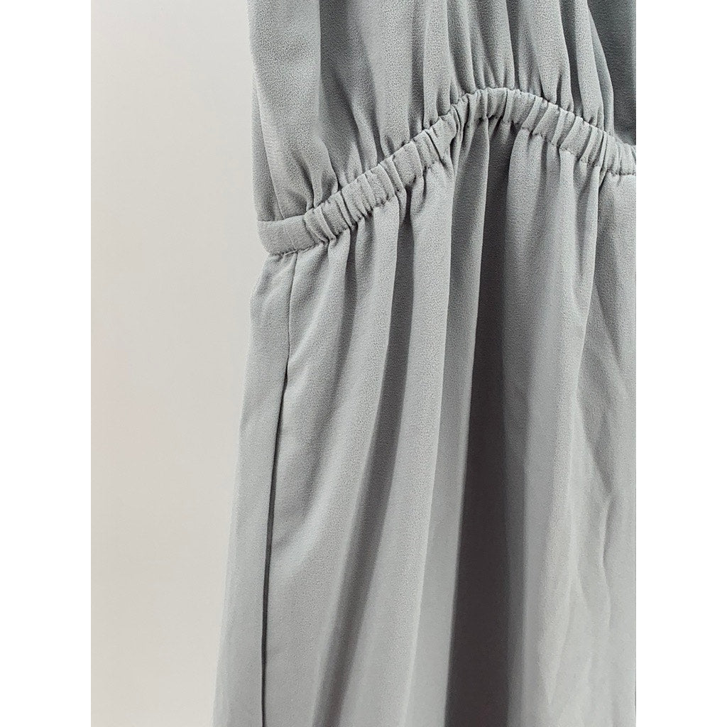 WILFRED Women's Gray V-Neck Spaghetti Strap A-Line Midi Dress SZ S