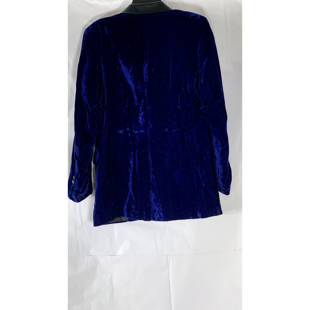 UNBRANDED Men's Royal Blue Velvet Notch Collar Two-Button Blazer SZ S