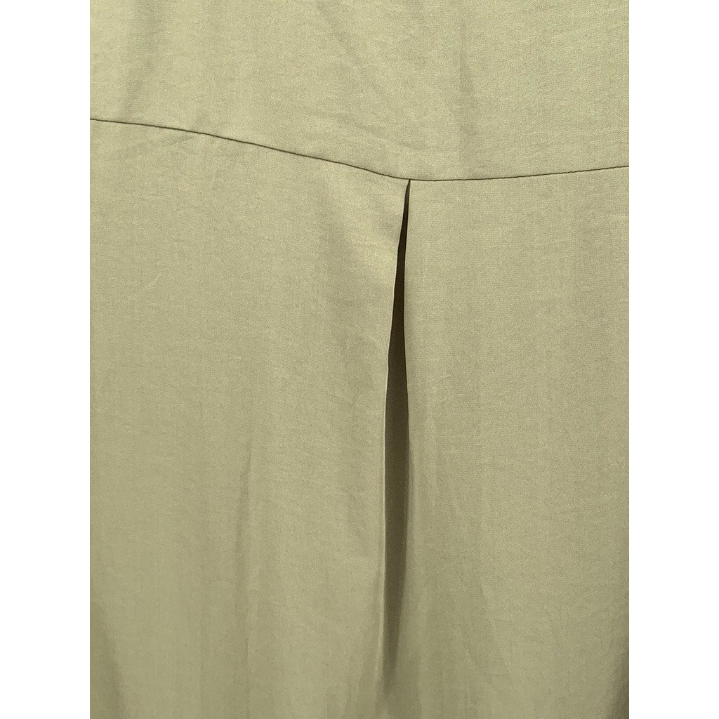 GRADE & GATHER Women's Olive Green Crewneck Relaxed-Fit A-Line Mini Dress SZ S