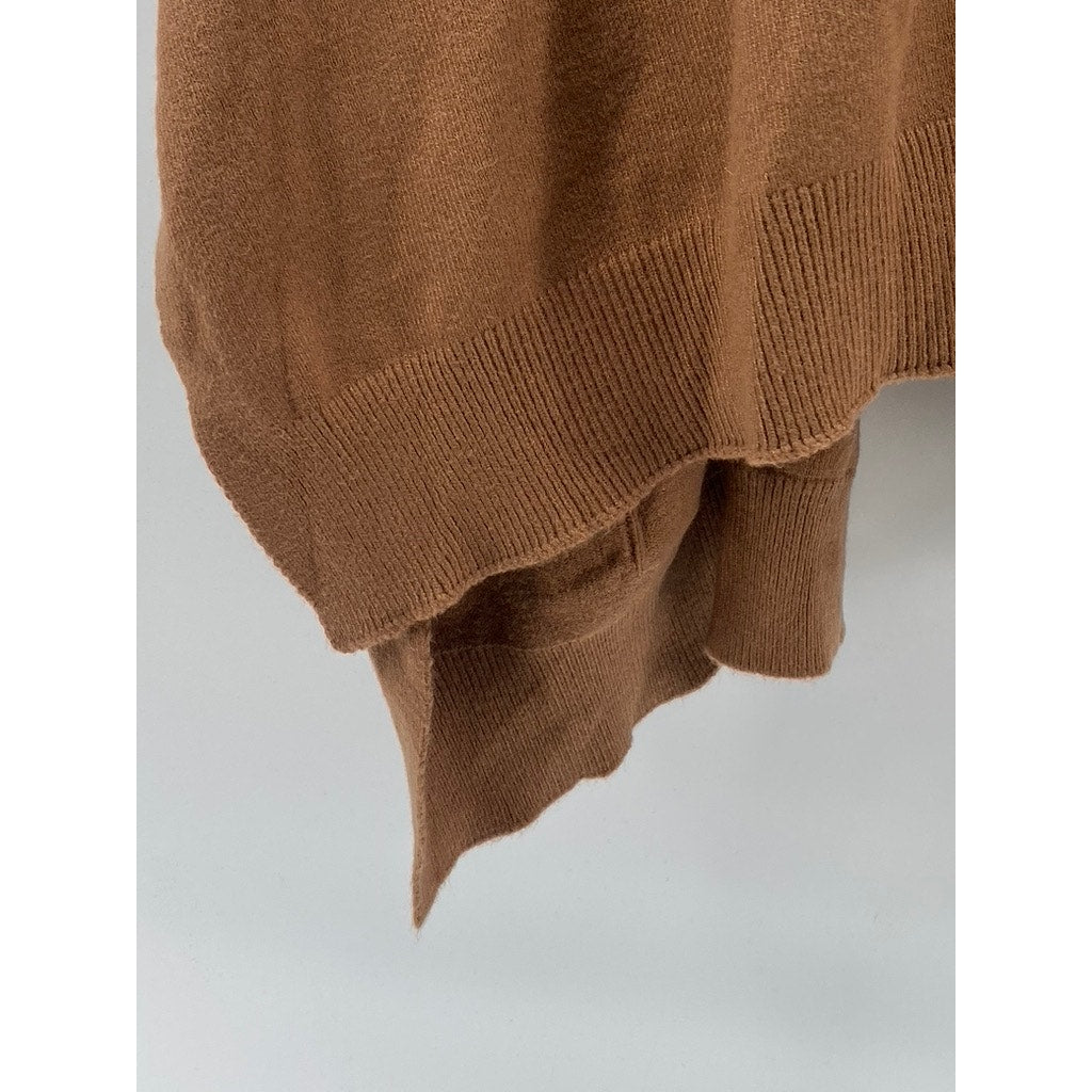 COCO+CARMEN Women's Brown Rib Knit Open-Front Short Sleeve Cardigan SZ OS