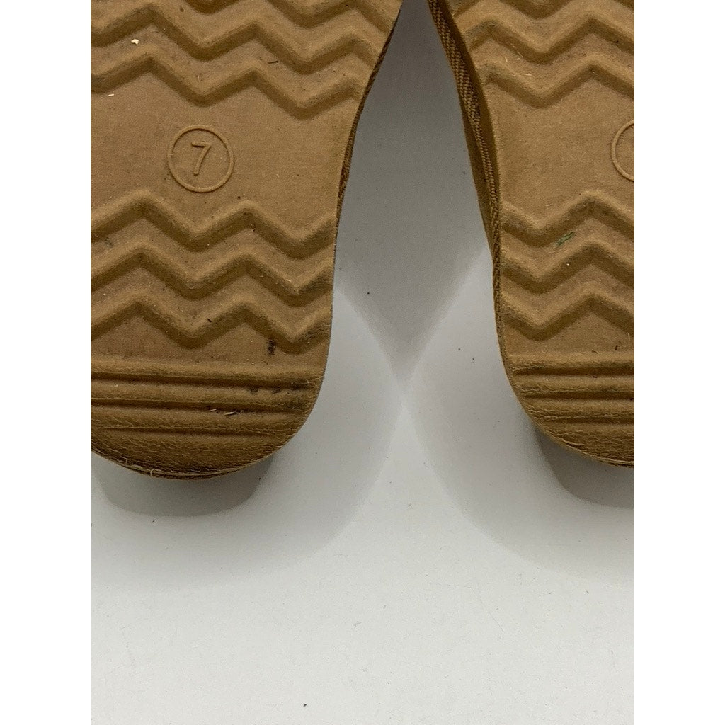 UNBRANDED Toddler Girls Tan Faux-Shearling Faux-Suede Clog Slippers SZ 7