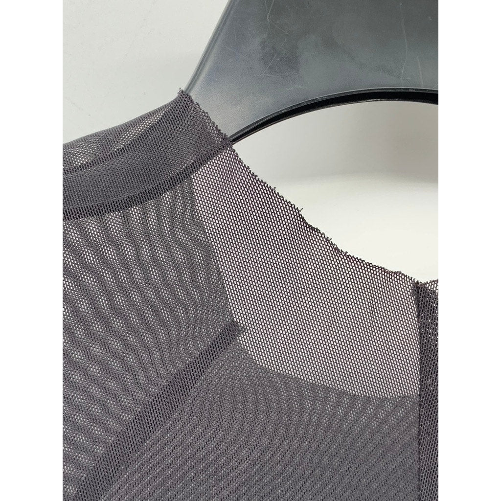 UNBRANDED Women's Black Mesh Crewneck Short Sleeve Top SZ S