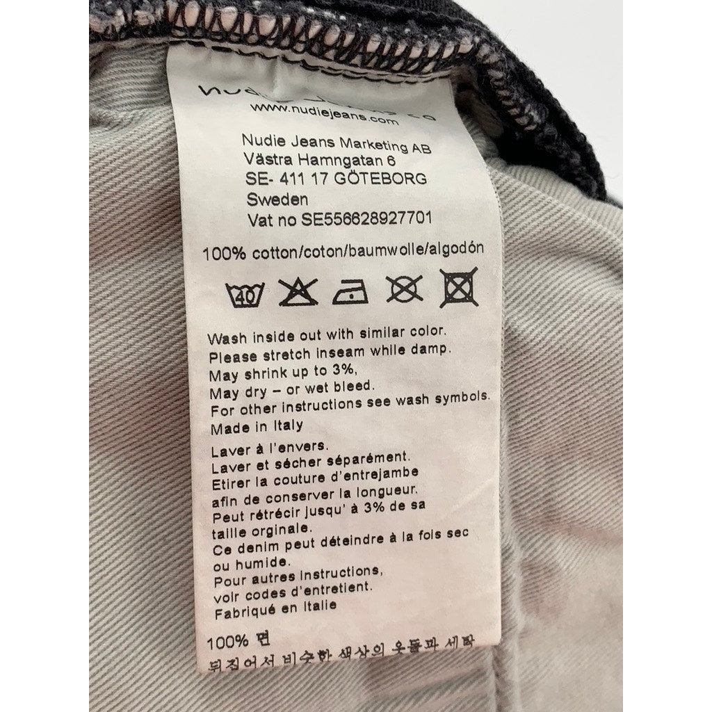 NUDIE JEANS CO Men's Black Denim Tapered Jeans SZ 28X26