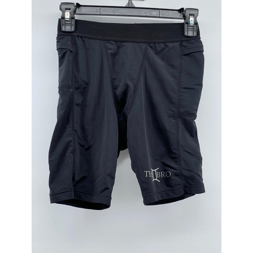 THE BRO Men's Black Pull-On Padded Activewear Cycling Shorts SZ S