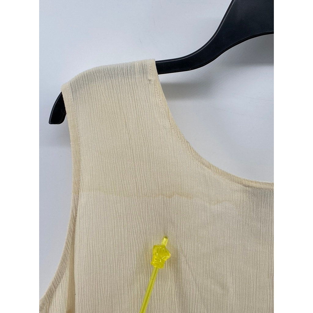 MIDNIGHT VELVET Women's Vintage Tan Scoop-Neck Sleeveless Tiered Maxi Dress SZ L