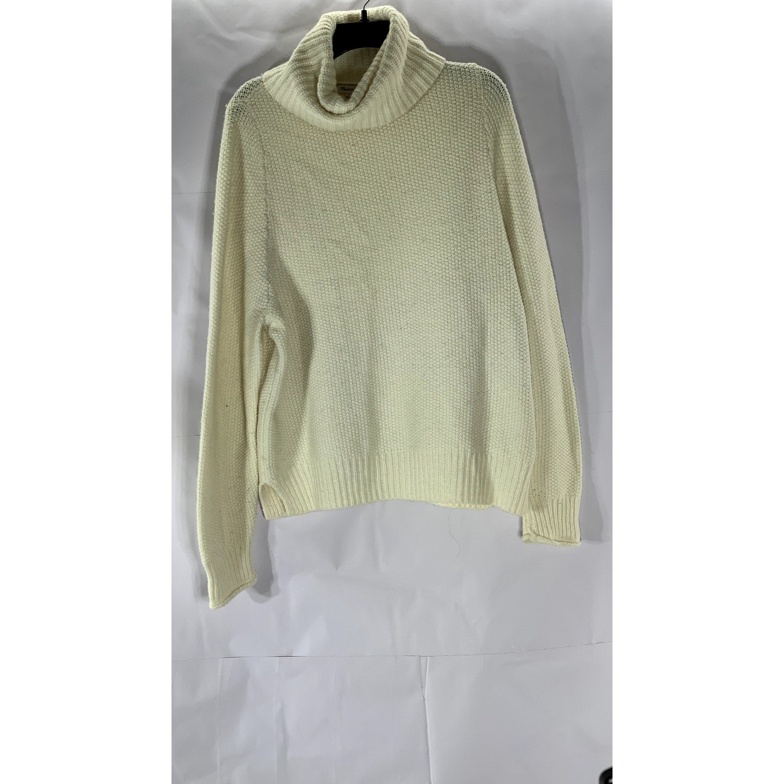 MADEWELL Women's Beige Varick Crochet Knit Turtleneck Sweater SZ L