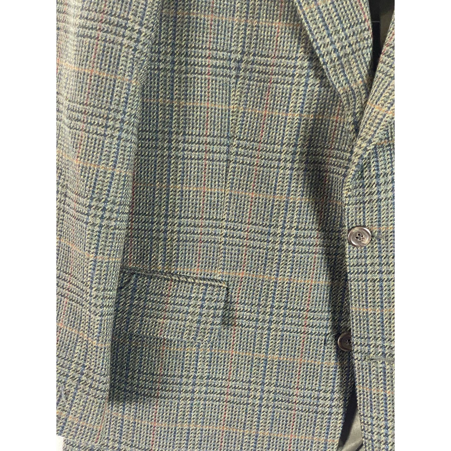 BROOKS BROTHERS Men's Tan Plaid Wool Short Two-Button Blazer SZ 39S