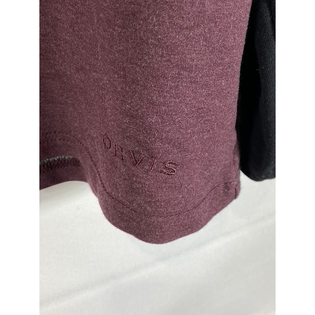 ORVIS Men's Burgundy/Black Crewneck Colorblock Raglan Long Sleeve T-Shirt SZ L