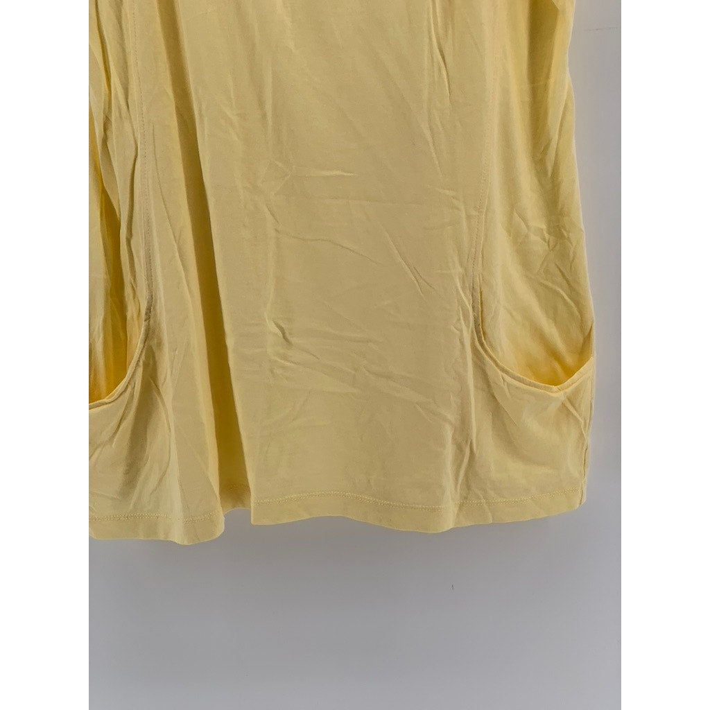 DEREK HEART PLUS Women's Yellow Crochet Trim Short Sleeve Top SZ 1X