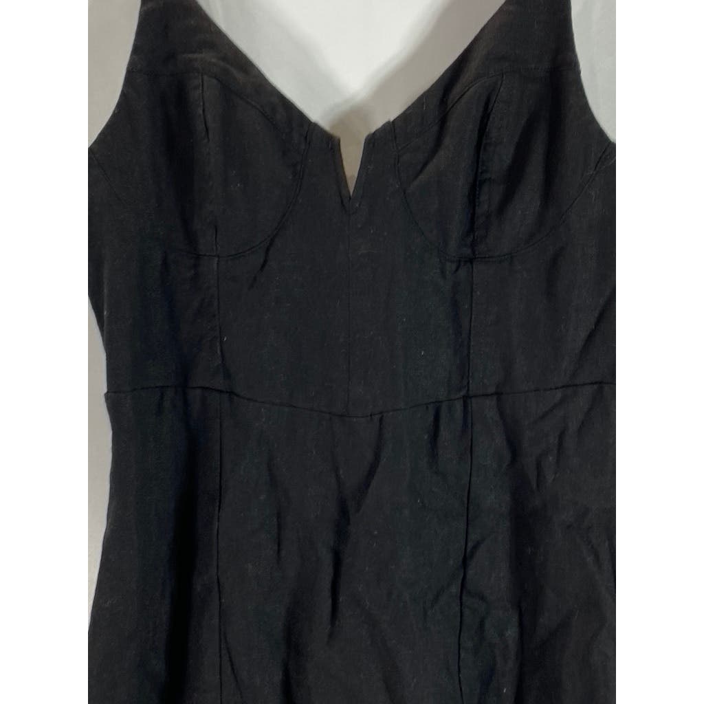 KENDALL & KYLIE Women's Black Solid V-Neck Adjustable Strap Mini Dress SZ S