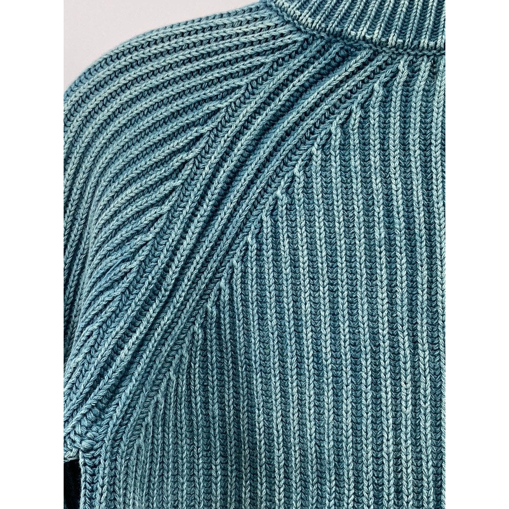 FASHION NOVA Women's Blue Green Ribbed Forward Mock Neck Zip-Up Sweater SZ XS