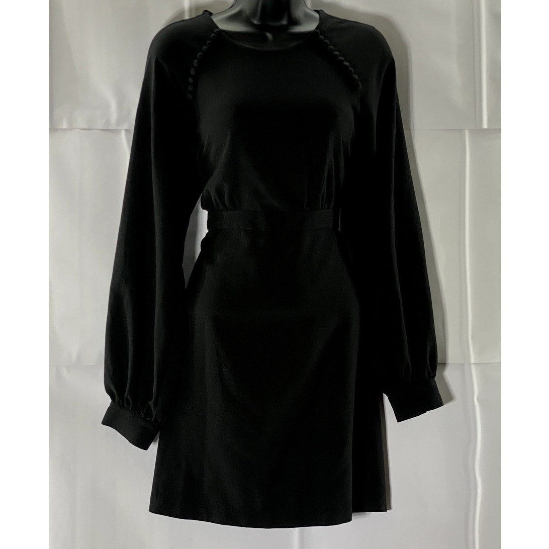 HUTCH Women's Black Solid Button-Shoulder Detail Long Sleeve Mini Dress SZ 8