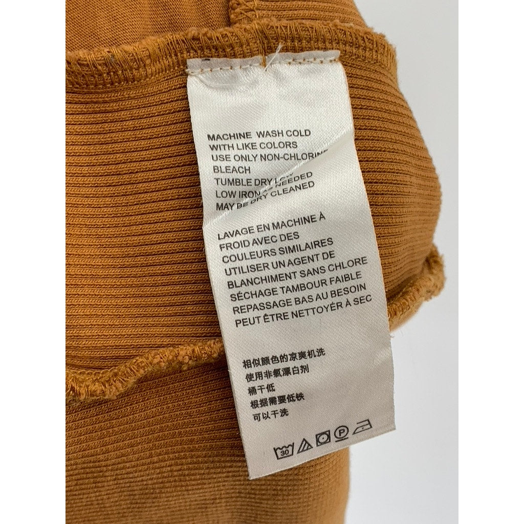 FREE PEOPLE Women's Camel Brown Embroidered Button-Up Crop-Top SZ S