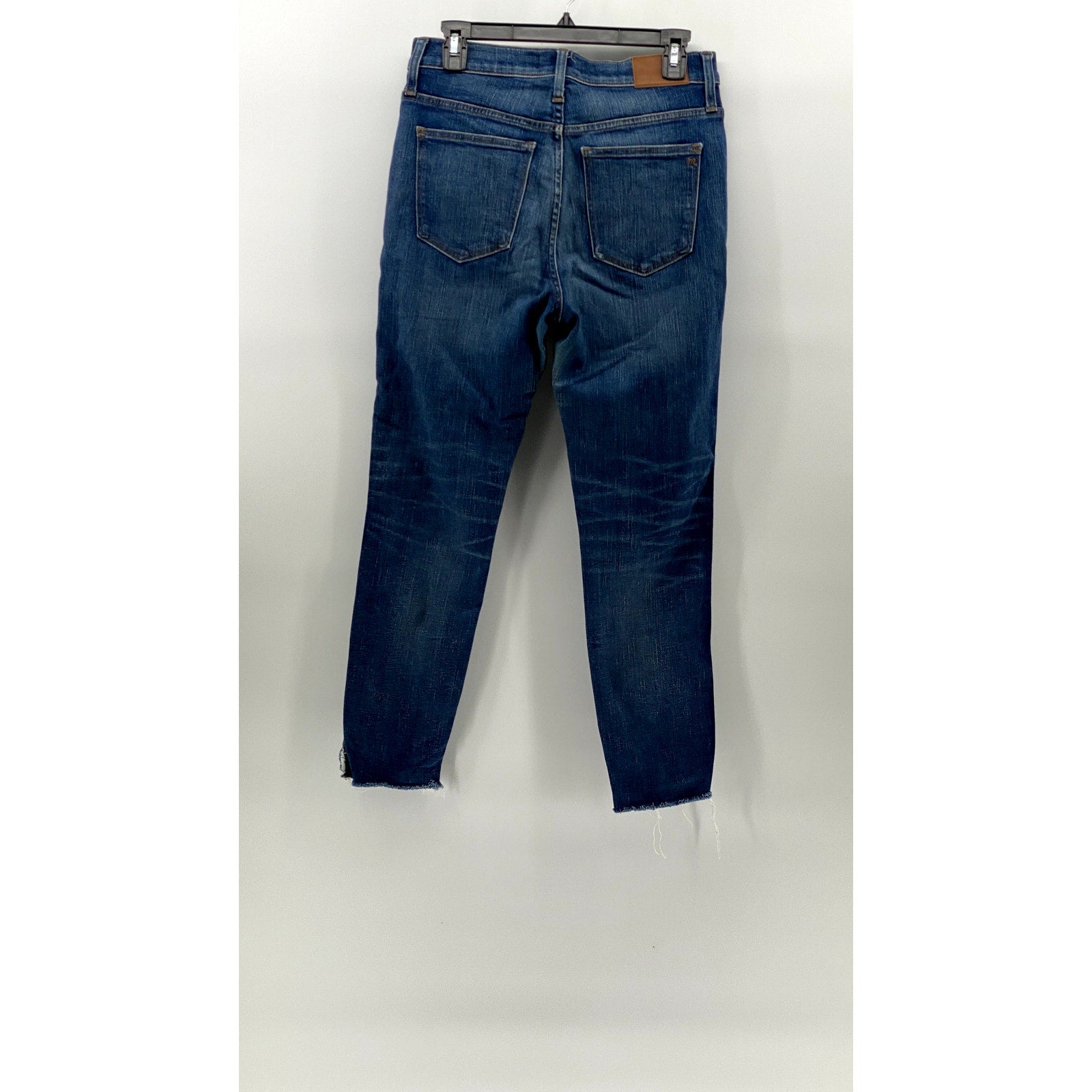 MADEWELL Women's Medium Blue Denim Frayed 10" high Rise Skinny Jean SZ 28