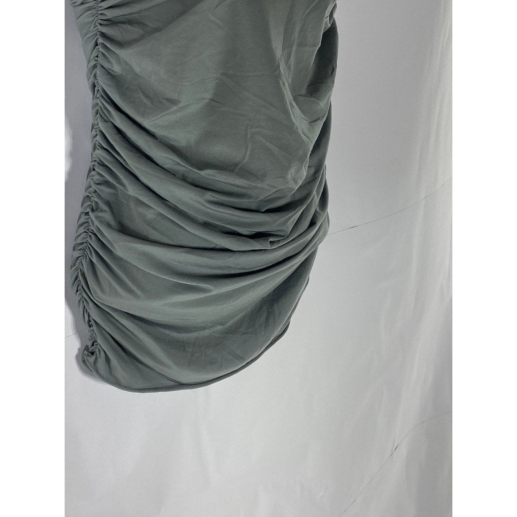 UNBRANDED Women’s Gray Solid Side Ruched Strapless Lightweight Top SZ S