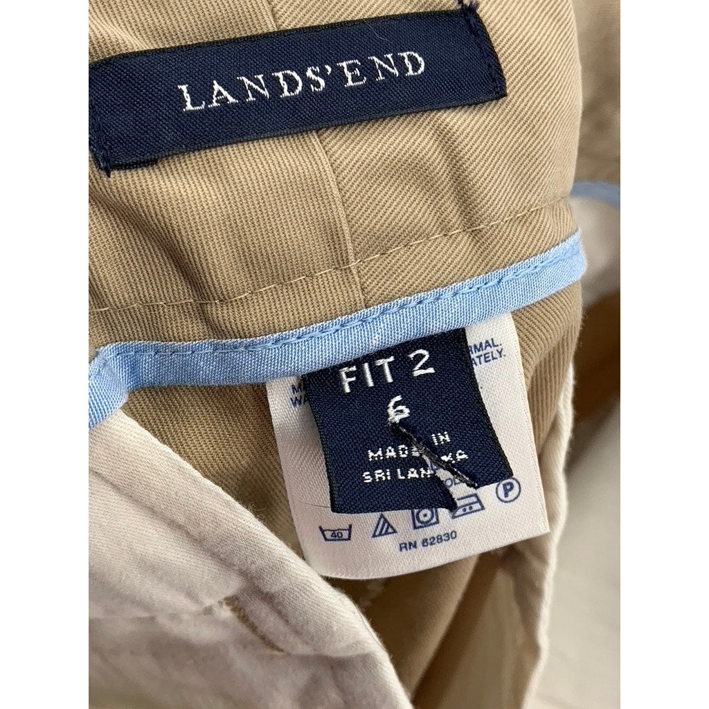 LANDS END Women’s Tan Solid Fit 2 Straight-Leg Chino Pants SZ 6