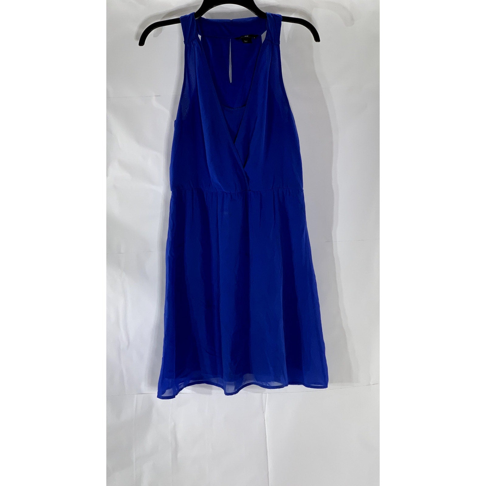 H&M Women's Royal Blue Scoop-Neck Sheer Sleeveless Mini Dress SZ 6