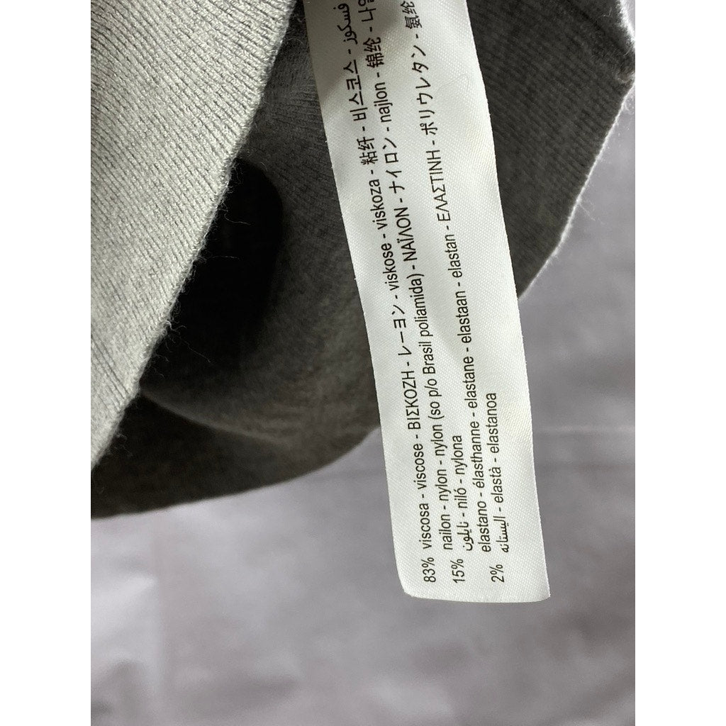ZARA Women's Light Gray Crewneck Plain Knit Basic Short Sleeve Top SZ S