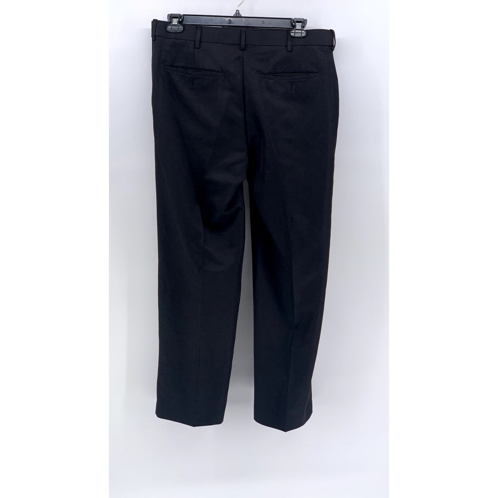 SAVANE Men's Black Solid Straight Flat Front Pants SZ 34X30