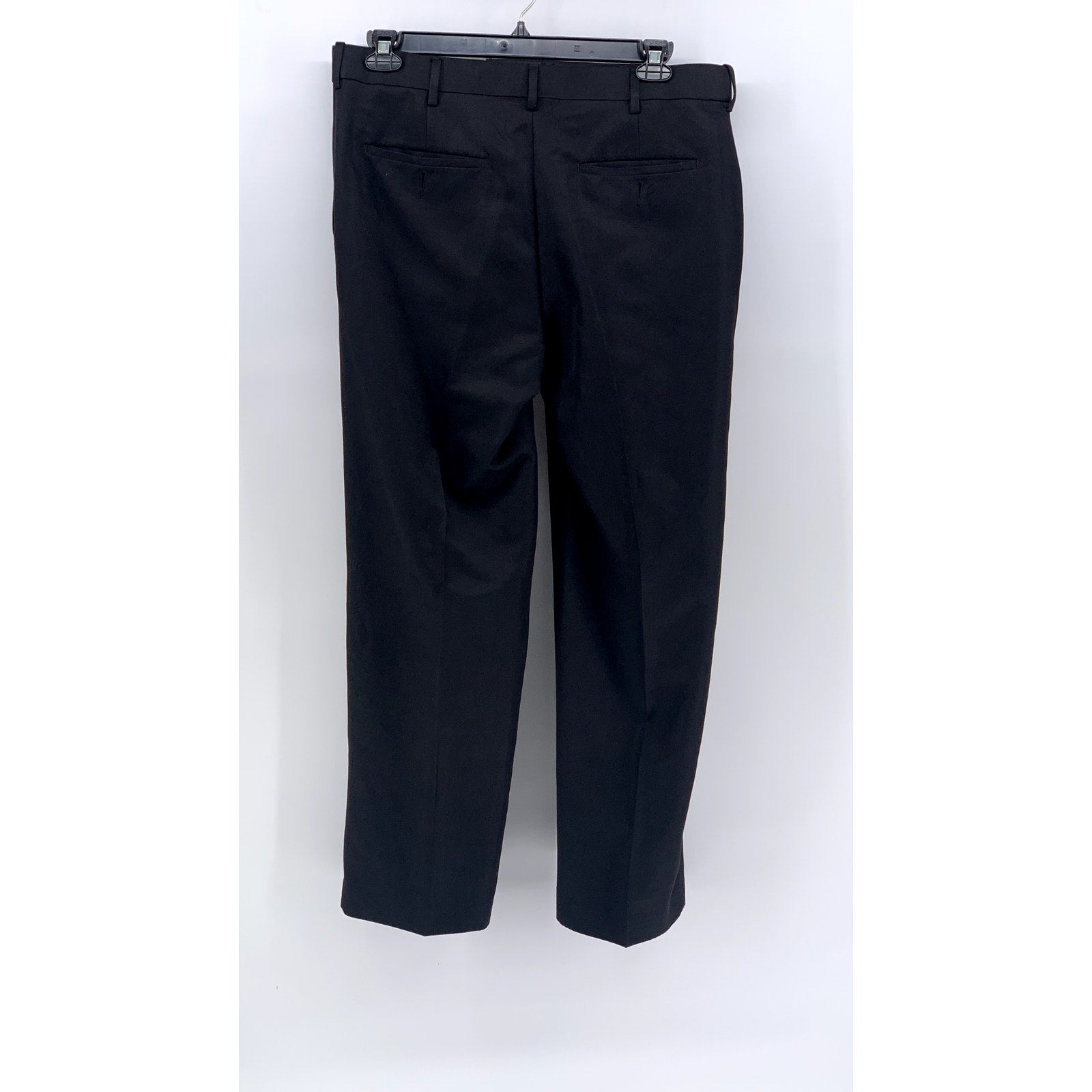 SAVANE Men's Black Solid Straight Flat Front Pants SZ 34X30