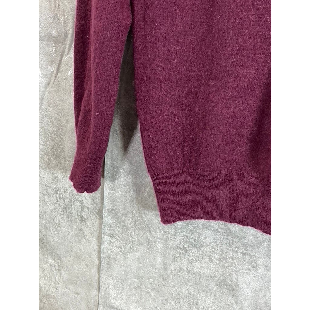 C BY BLOOMINGDALES Women's Burgundy Cashmere V-Neck Pullover Sweater SZ 2XL