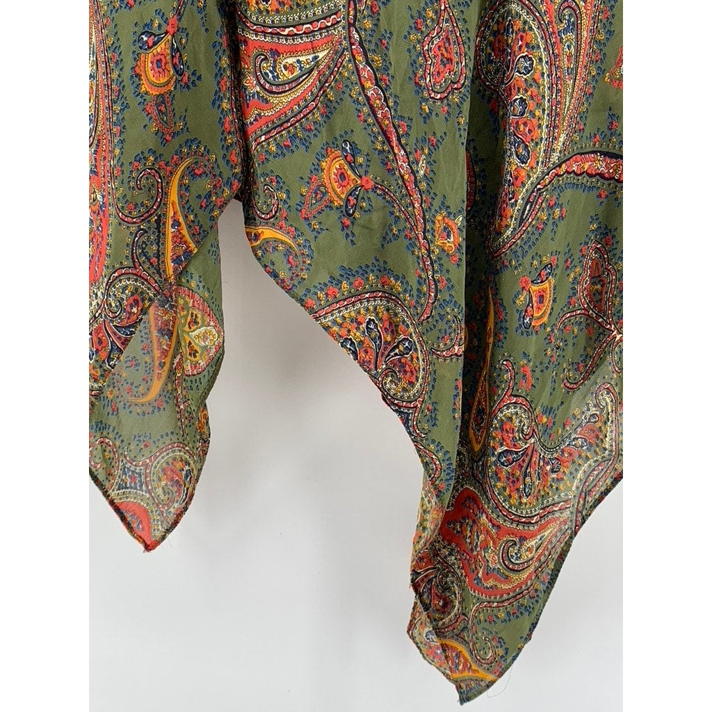UNBRANDED Women's Green Paisley Semi-Sheer Poncho SZ OS