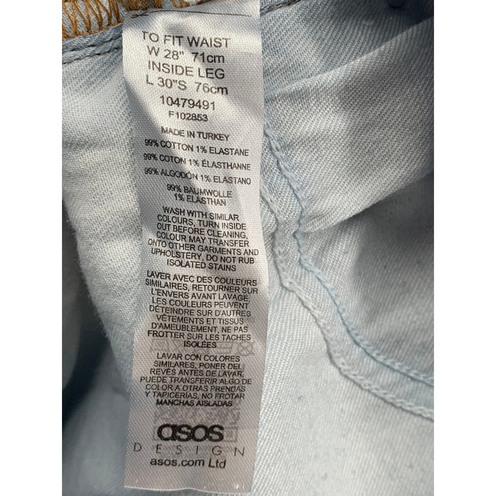 ASOS DESIGN Men's Dark Blue Distressed Frayed Hem Skinny Jeans SZ 28X30