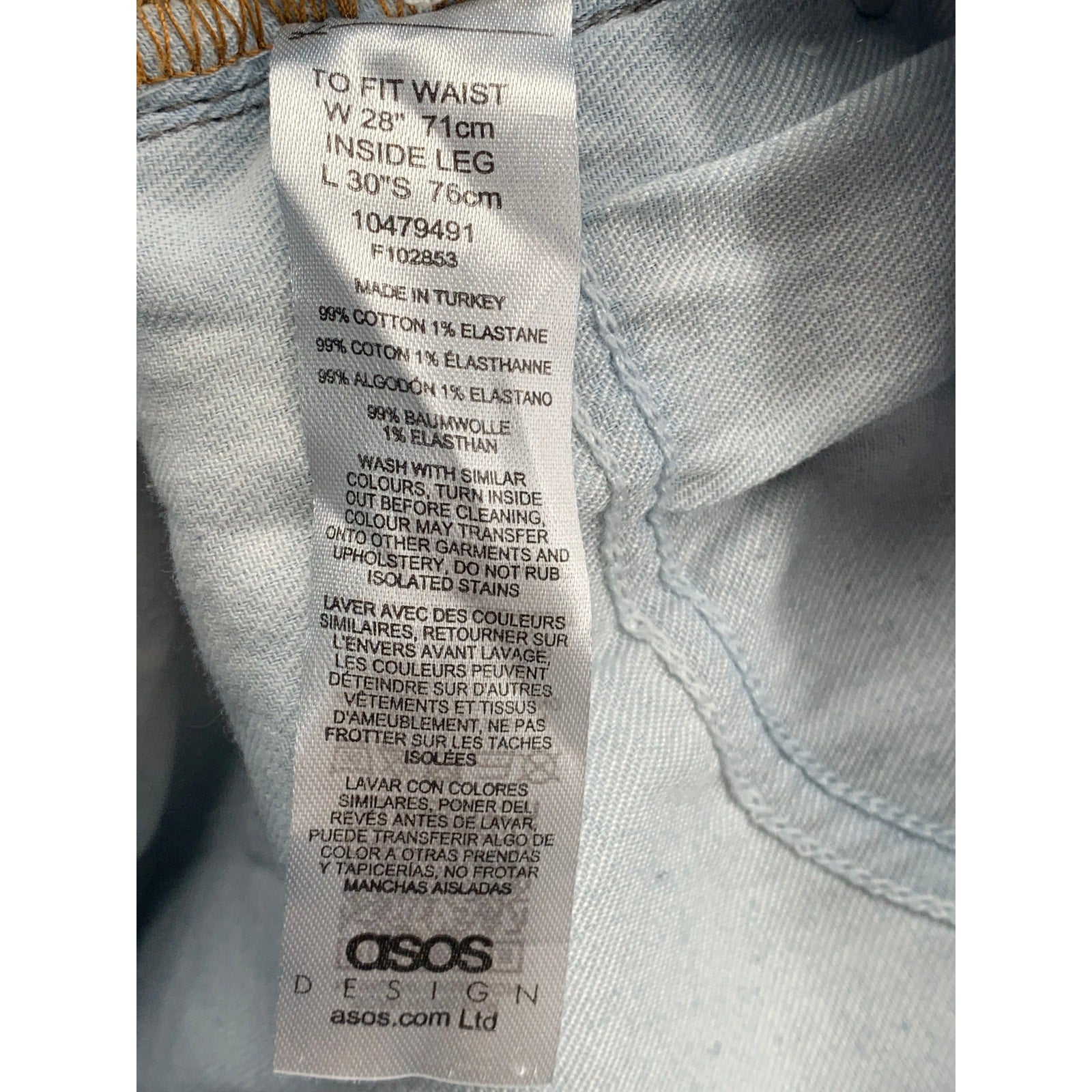 ASOS DESIGN Men's Dark Blue Distressed Frayed Hem Skinny Jeans SZ 28X30