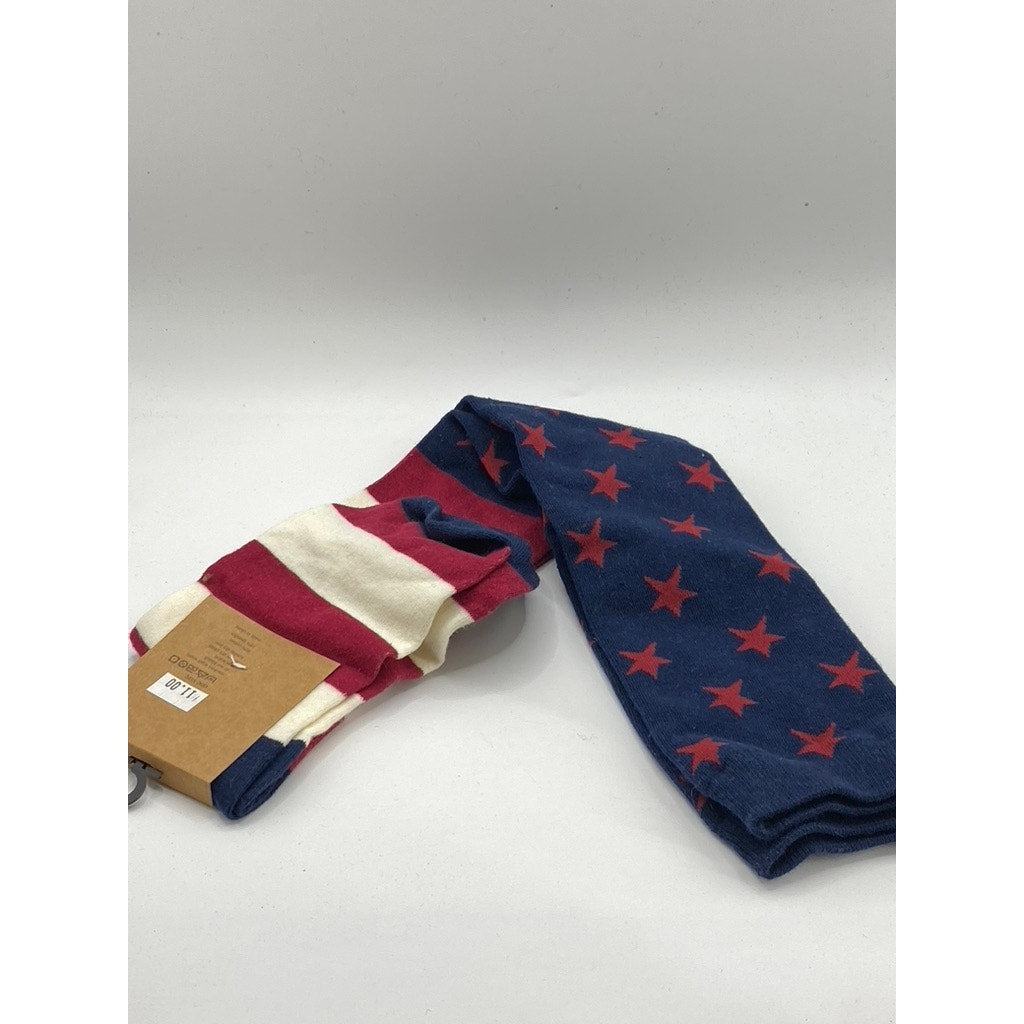 LOOK FOOTWEAR Women’s Red-Blue Striped-Star Over The Knee Socks SZ OS
