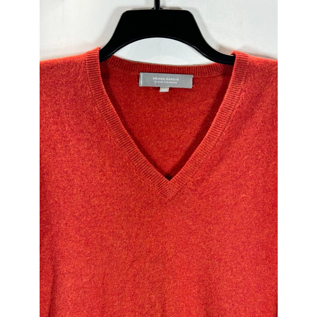NEIMAN MARCUS Men's Orange Cloud Cashmere V-Neck Pullover Sweater SZ 2XL