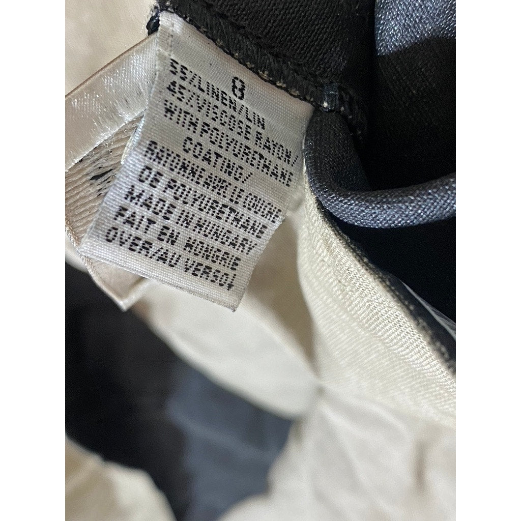 DANA BUCHMAN Women's Vintage Tan-Black Linen-Blend Asymmetrical Coat SZ 8