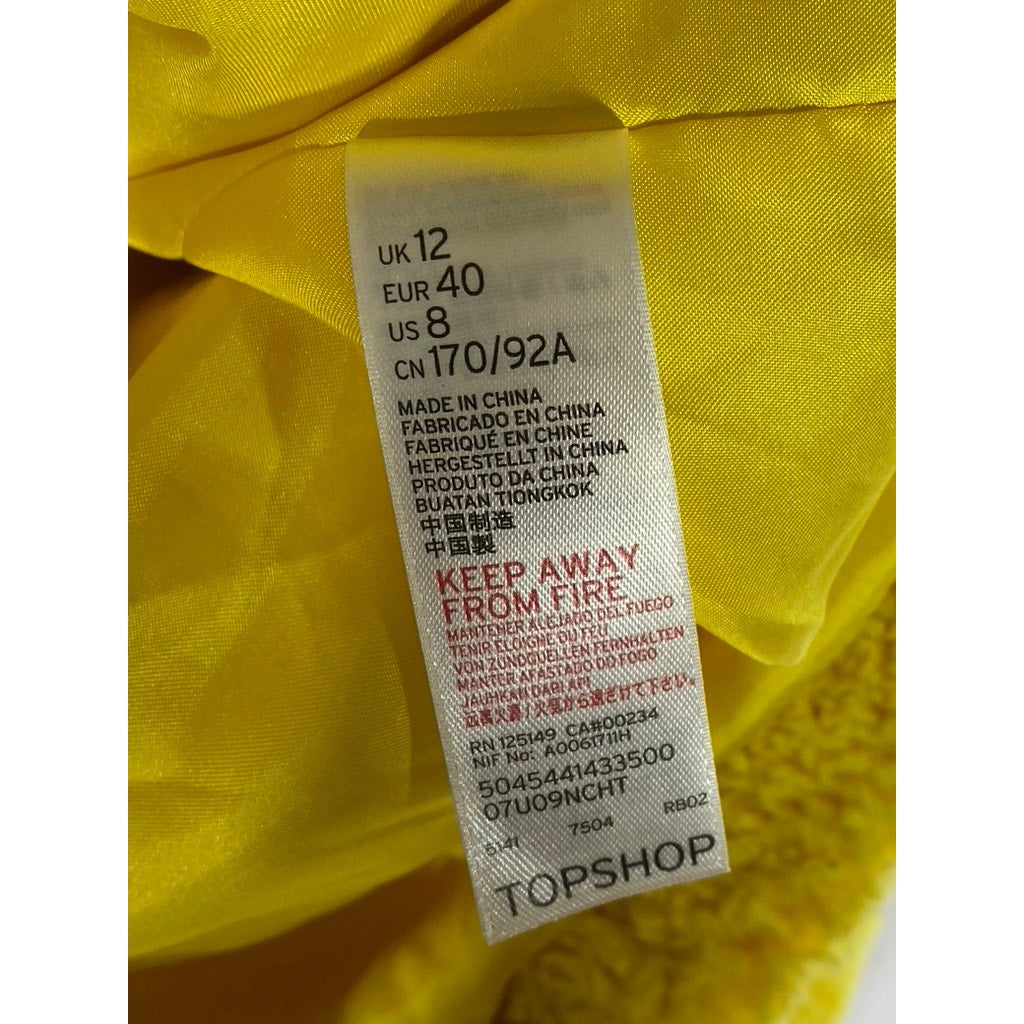 TOPSHOP Women’s Yellow Button-Up Oversized Teddy Jacket SZ 8
