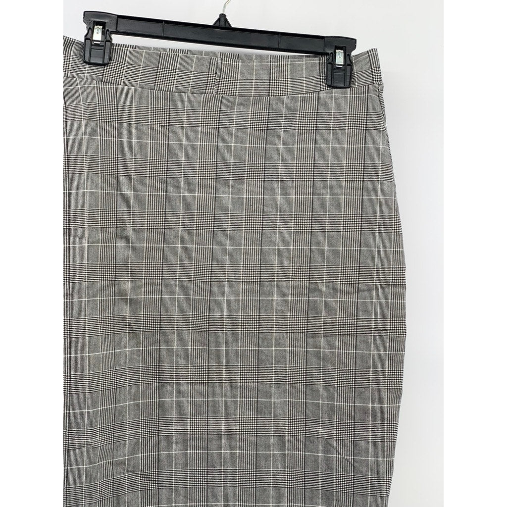 CRECE Women's Gray Plaid Straight Knee-Length Skirt SZ L