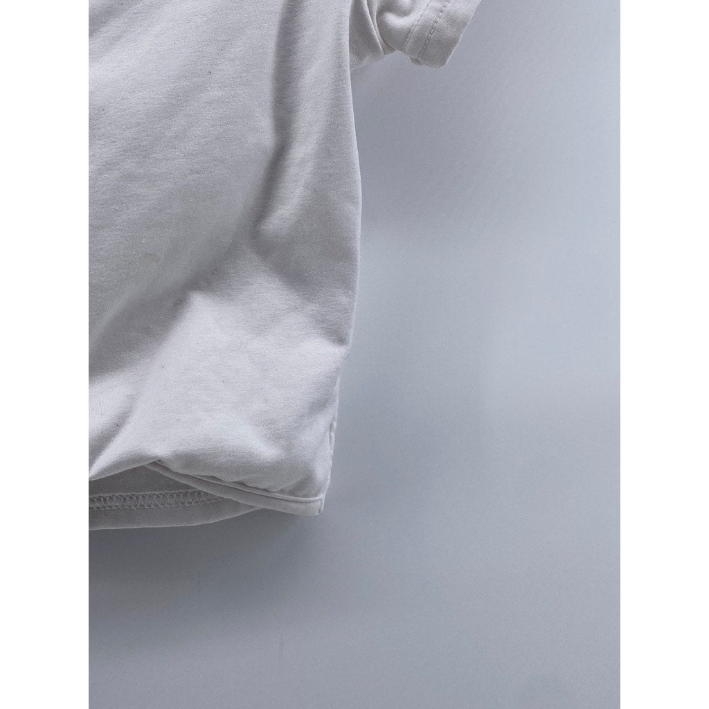 UNBRANDED Women's White Solid V-Neck Short Sleeve Tie-Knot Crop Top SZ S