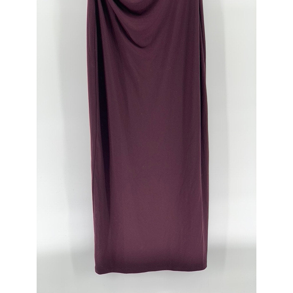 DIIVDED By H&M Women's Wine Ruched Mock-Neck Sleeveless Bodycon Maxi Dress SZ M