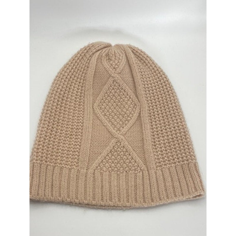 T J D Women's Blush Pink Cable Knit Ribbed Beanie SZ OS
