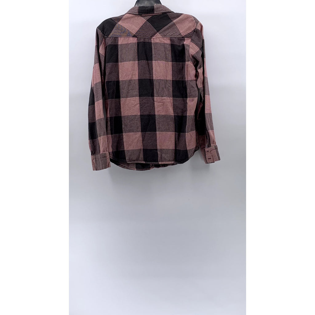 TWENTYONE Men's Red-Black Checkered Print Classic-Fit Button-Up Shirt SZ S