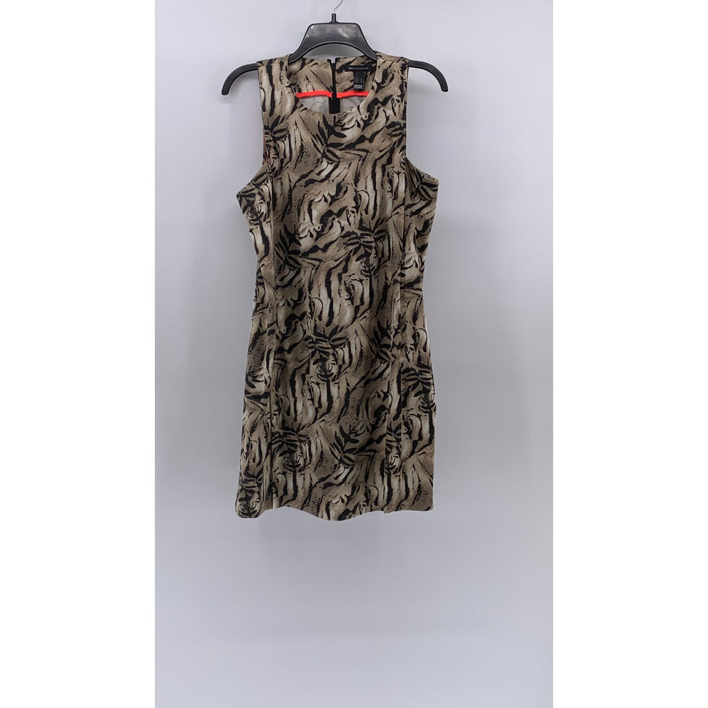 MNG COLLECTION Women’s Brown Printed Scoop-Neck Sleeveless Sheath Dress SZ M