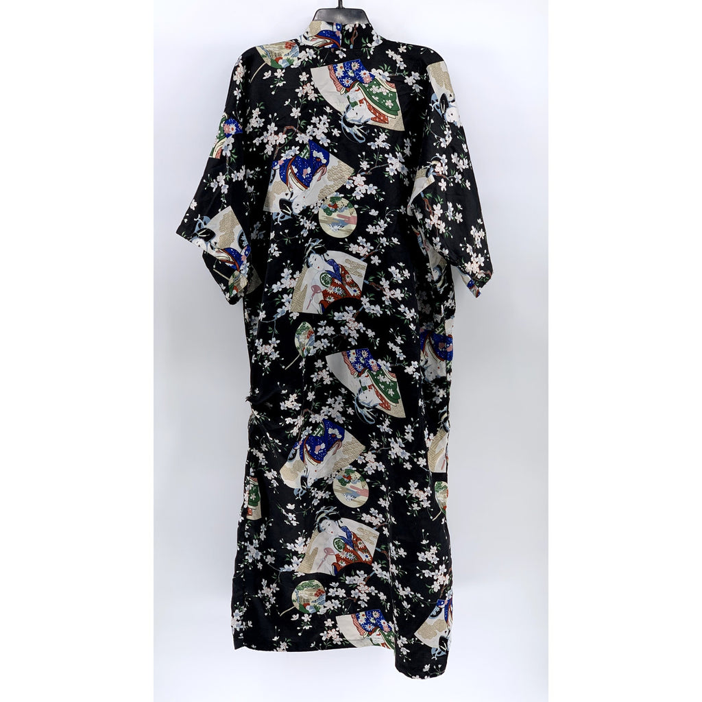 UNBRANDED Women's Black Floral Wide Sleeve Kimono SZ OS